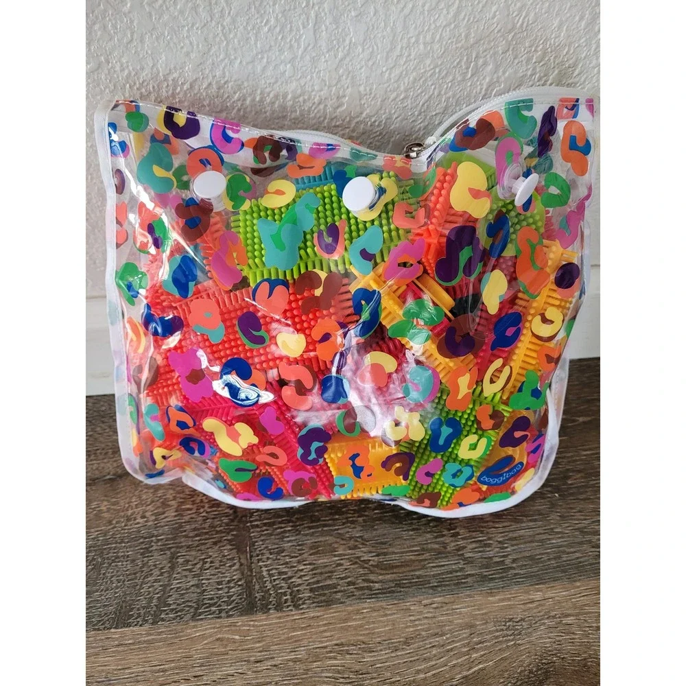 Picasso Tiles Bristle Blocks Set 50 Piece Neon Color Leopard Pouch Bag Holder #5